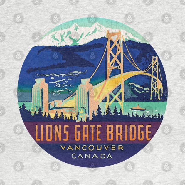 Lions Gate Bridge Vancouver Canada Vintage decal by Midcenturydave